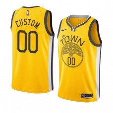 2018-19 Yellow Men's Golden State Warriors #00 Custom Nike Earned Edition Jersey