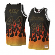 Los Angeles Lakers Jerry West Flames Jersey Black