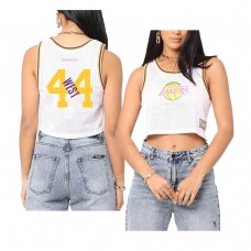 Lakers Jerry West 2021 Women's Mesh Crop Tank Top Jersey White