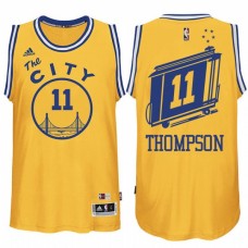 Golden State Warriors #11 Klay Thompson Hardwood Classics Swingman Yellow Retro Jersey