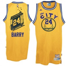 Golden State Warriors #24 Rick Barry The City Bus Throwback Jersey Yellow