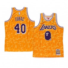 Men's Los Angeles Lakers #40 Ivica Zubac Yellow Bape Camo Jersey